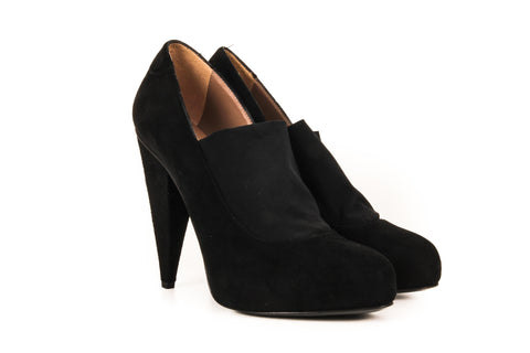 Acne Black Suede Pumps with Spandex Detailing