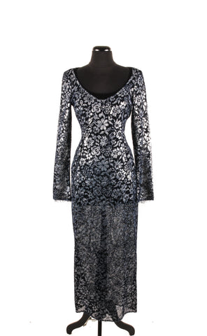 Chanel Lace Gown in Navy and Silver