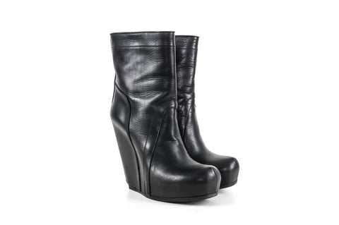 Rick Owens Black Wedge Boots