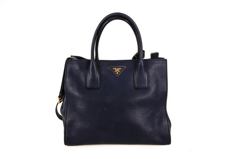 Prada Sapphire Blue Pebbled Leather Purse