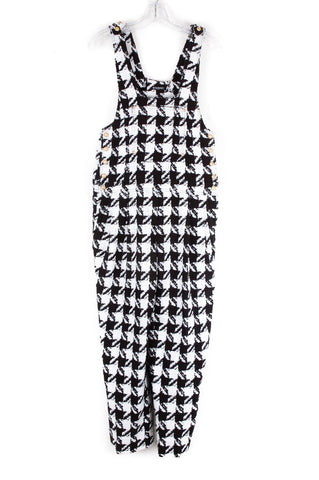 White & Black Houndstooth Jumpsuit