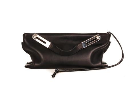 Loewe Black Leather Clutch with Silver Hardware