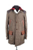 Watanabe Green Nylon Coat with Plaid Collar