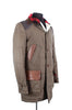 Watanabe Green Nylon Coat with Plaid Collar