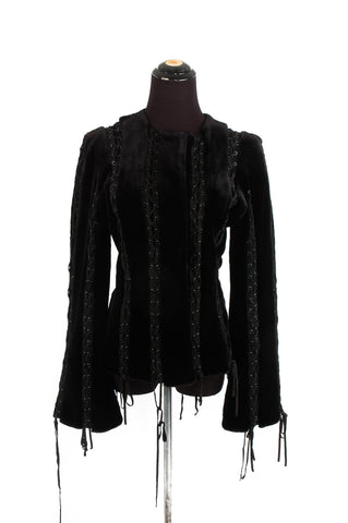 J. Mendel Black Mink Lace-Up Jacket
