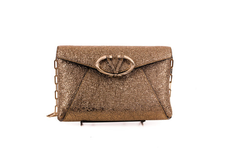 Valentino Gold Crinkle Shoulder Bag