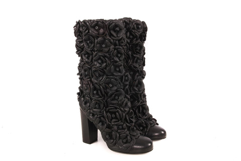Chanel Flower Applique Boots