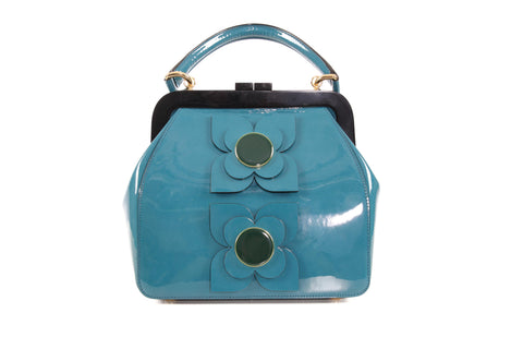 Orla Kiely Teal Patent Leather Bag
