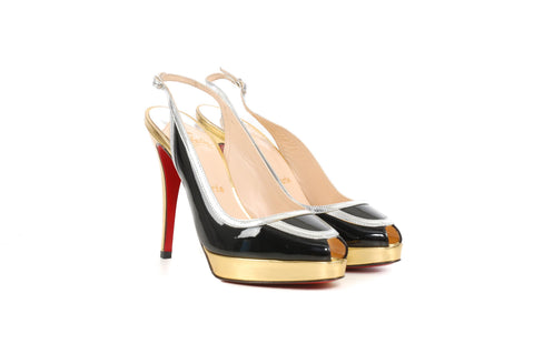 Louboutin Black and Gold Pumps
