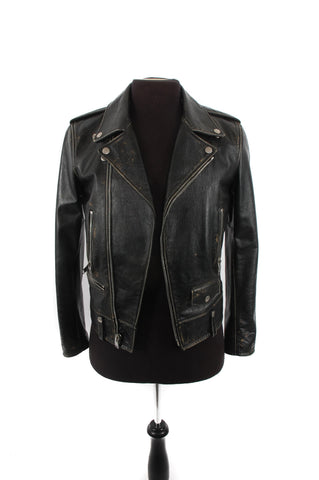Saint Laurent Black Leather Moto Jacket