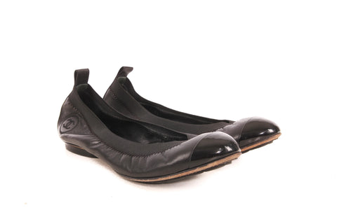 Chanel Black Leather Flats