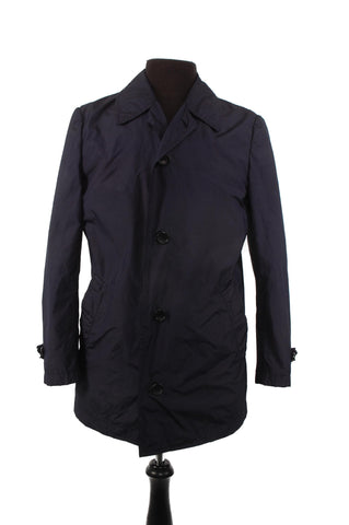 Comme des Garcon Navy Nylon Overcoat