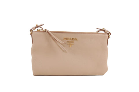 Prada Beige Pebbled Leather Bag