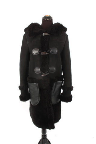 Coach Black Shearling Toggle Coat