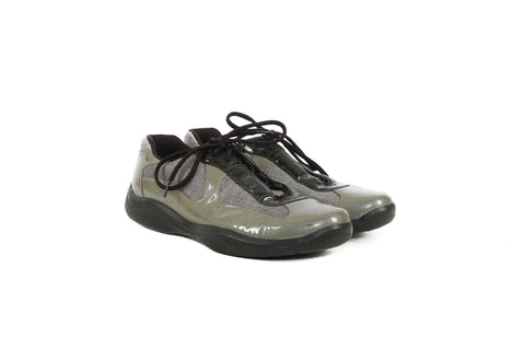 Prada Olive Patent Leather Sneakers