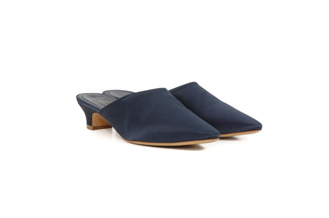 Mansur Gavriel Blue Satin Mules