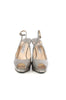 Jimmy Choo Silver Leather Peep Toes