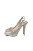 Jimmy Choo Silver Leather Peep Toes