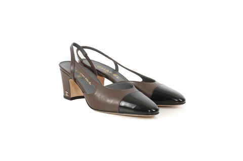 Chanel Grey Leather Mules