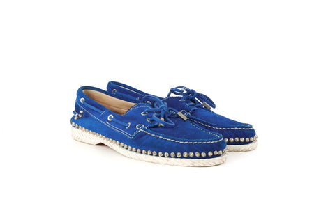 Louboutin Blue Studded Loafers