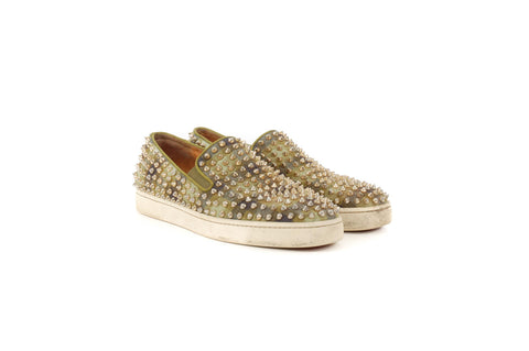 Louboutin Green Studded Sneakers