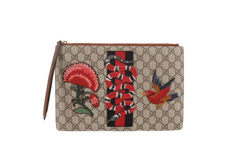 Gucci Snake Embroidered Logo Clutch