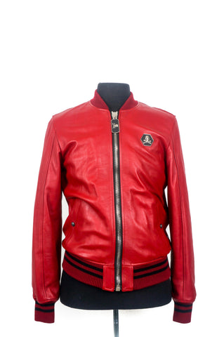 Phillip Plein Red Leather Bomber
